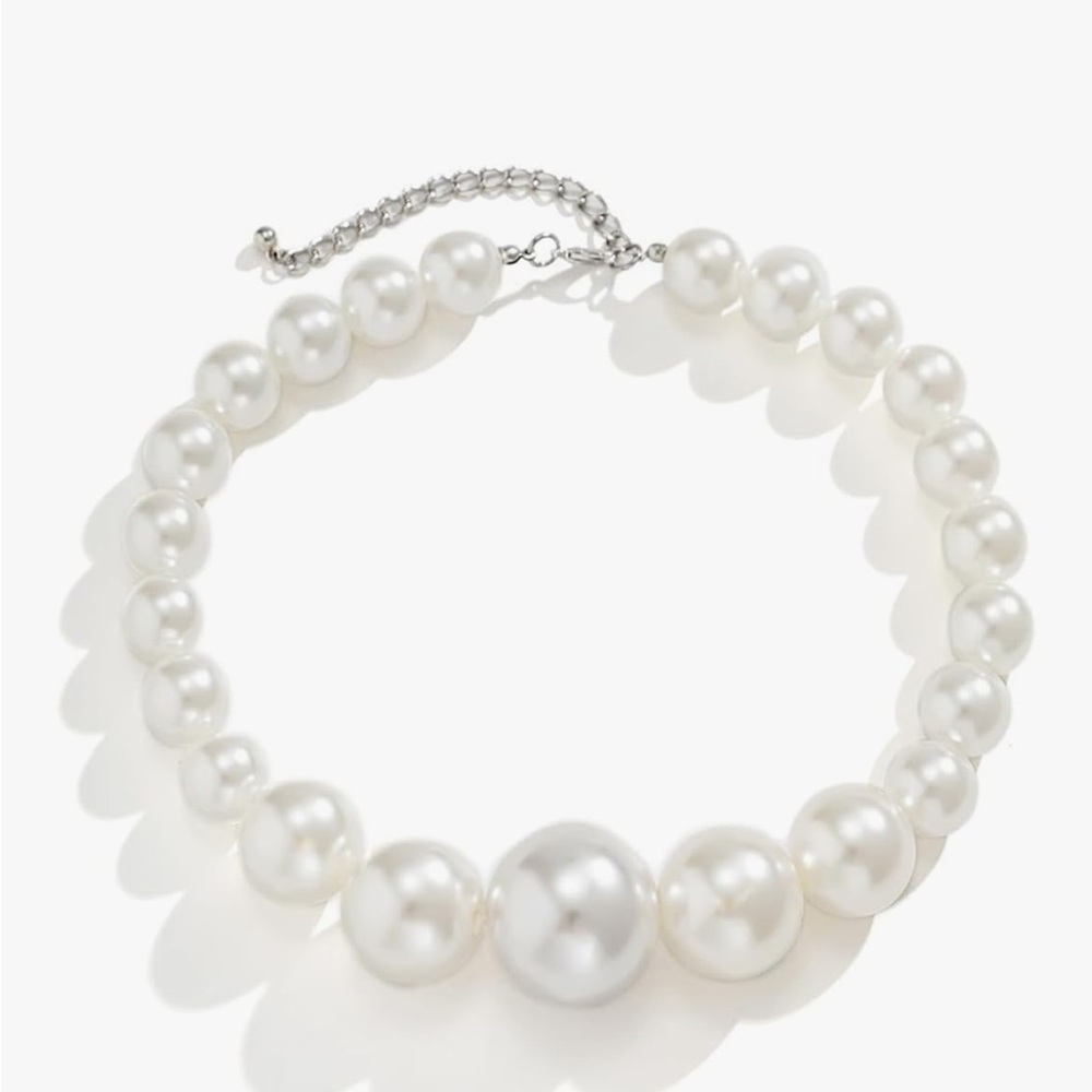 Chunky Freshwater Pearl Choker Necklace Statement Bridal Wedding Large Bead - Picture 3 of 3